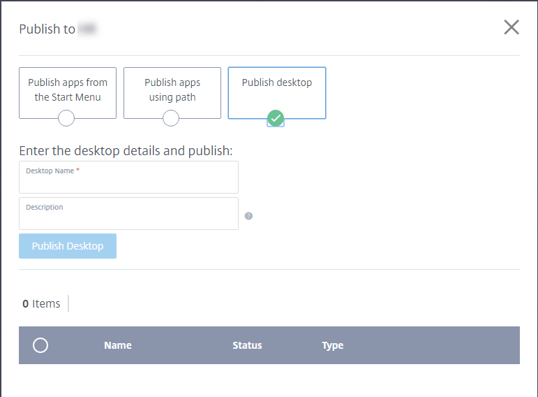 Publish Desktop page