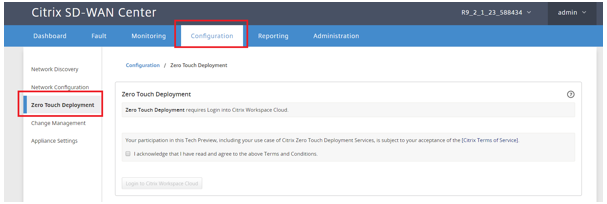 Zero-touch deployment SD-WAN Center