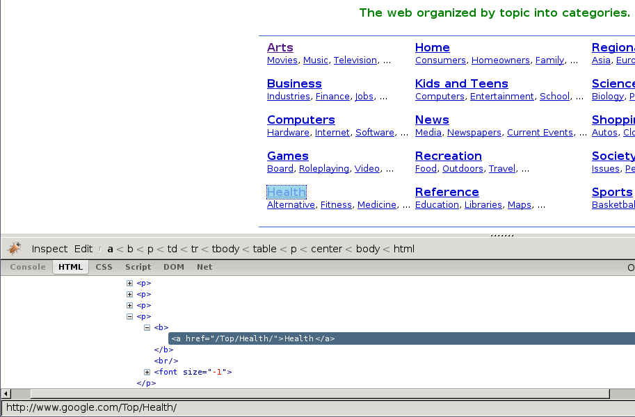 Inspecting elements with Firebug