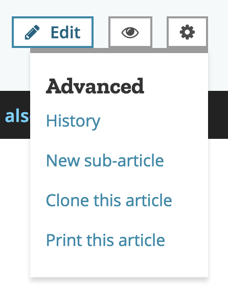 options or gear menu on mdn, which includes the new sub-article option 