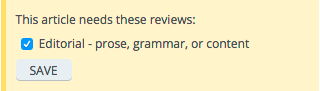 Screenshot of the editorial review request sidebar box