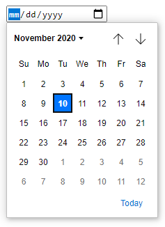 Chrome's date input as of November 2020