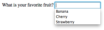 Screenshot of the datalist element with Firefox on Mac OS