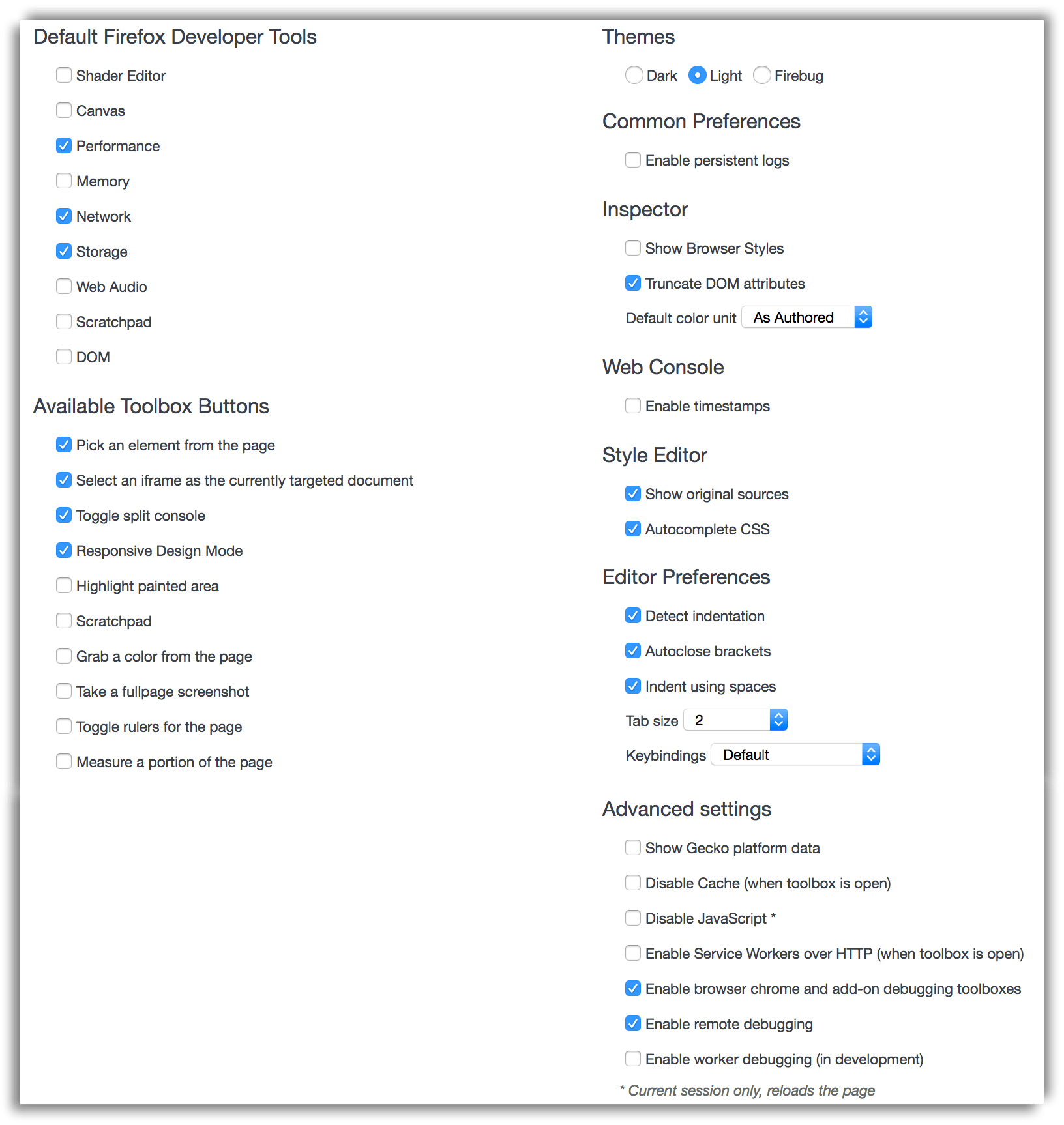 Depicts the Toolbox options