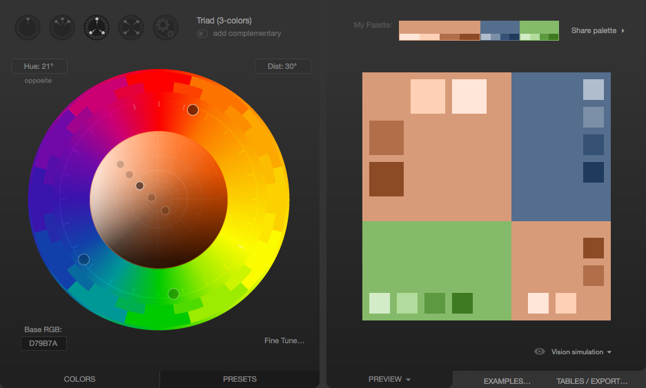 Triad color scheme selected