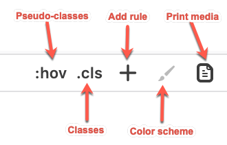 Toolbar buttons of the Rules view, as of Fx 72