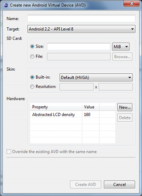 AVD Dialog