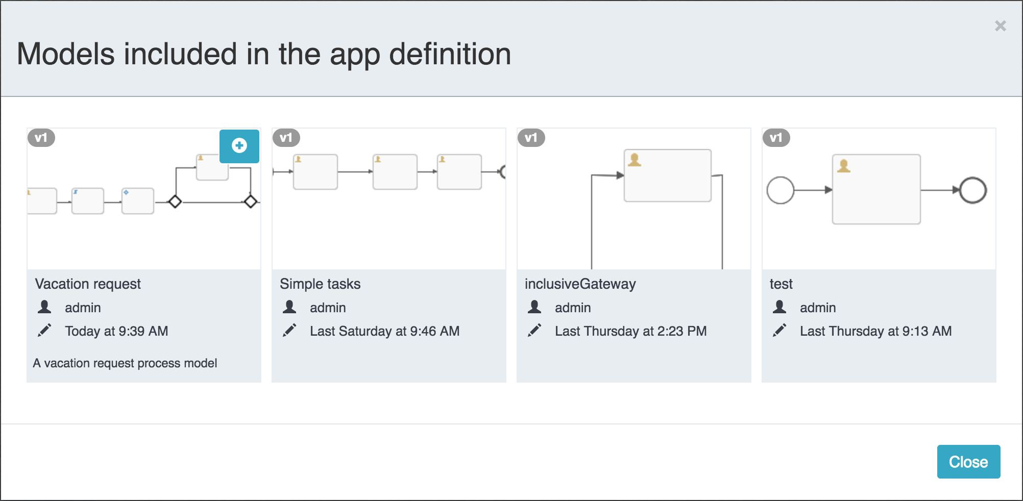 flowable modeler modelselection popup