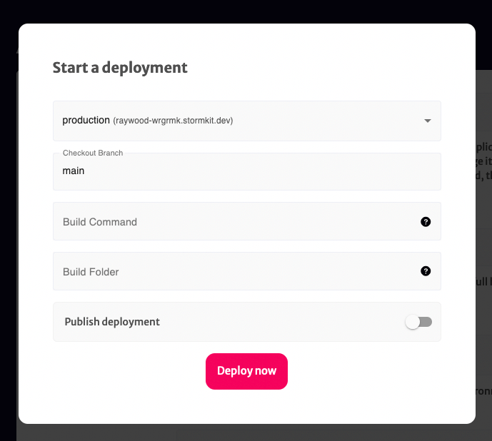 Trigger a manual deploy with Deploy Now