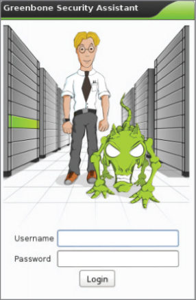 Image depicting the Greenbone Security Assistant login for OpenVAS to enter the username and password.