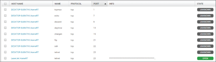 Screenshot for finding open ports in a network protocol that allows the user to log into another device if it is on the same network.