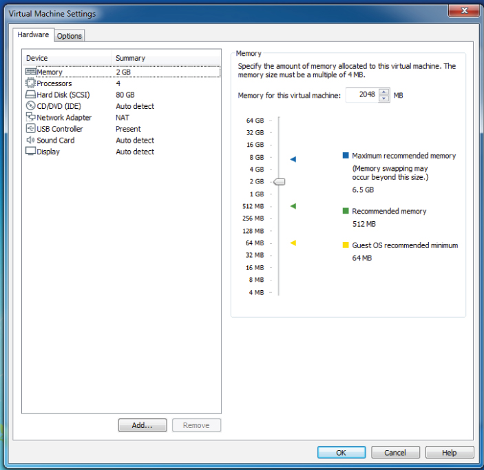 Screenshot of the Virtual Machine Settings page displaying the default configuration for Kali Linux.