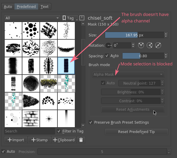 Mask mode is forced for non-RGB brushes