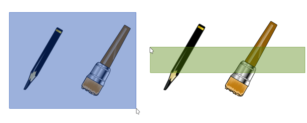 Left: Blue selection. Right: Green selection.