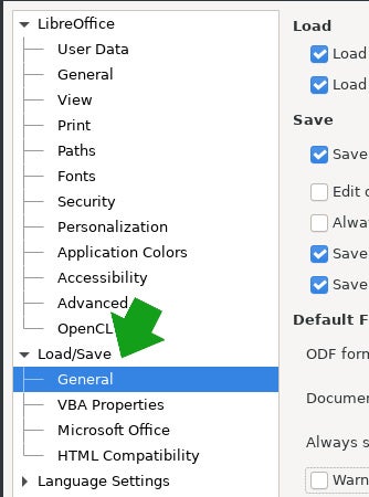 LibreOffice 设置面板