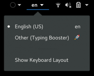 Input method dropdown in Shell top bar