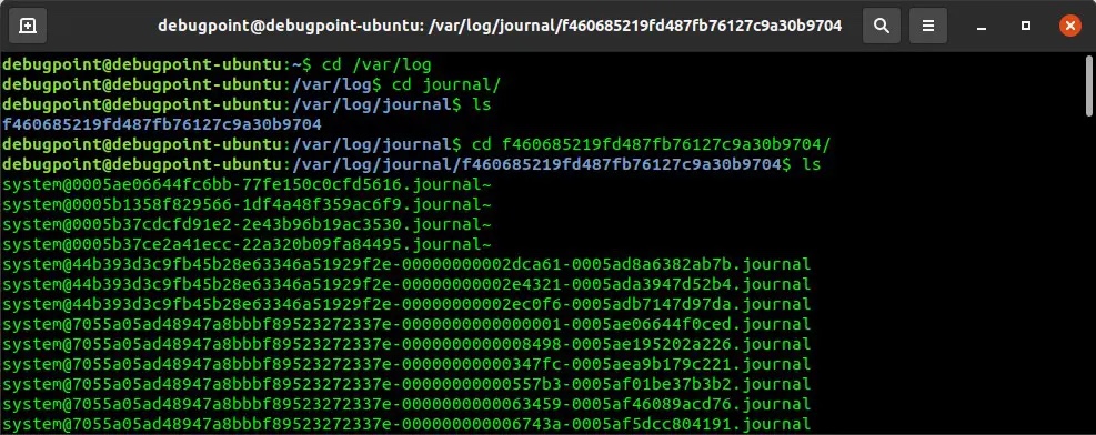 journalctl log file path