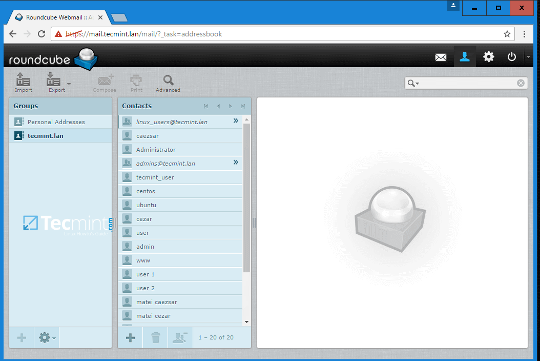 Roundcube User Contact List