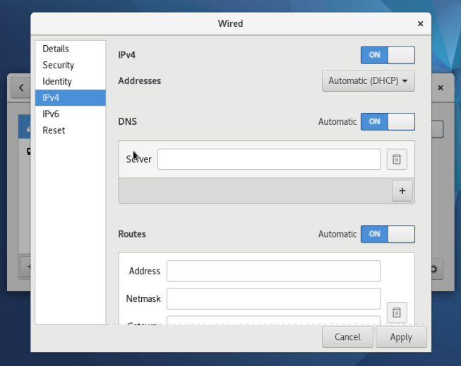 Set DHCP Network in Fedora