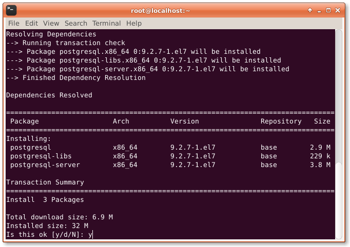 Installing postgresql