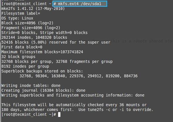 Format New Partition