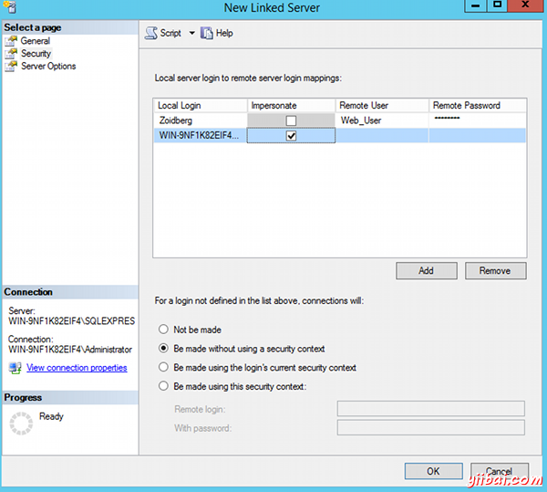 Creating a linked server in SQL Server Management Studio - 3