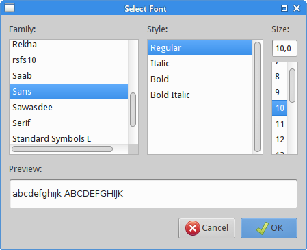 GtkFontSelectionDialog