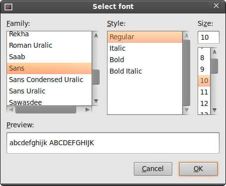 FontSelectionDialog