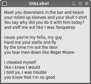 GtkLabel Widget