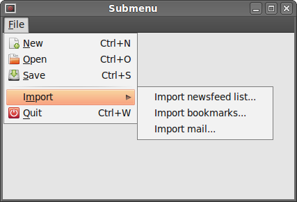 A submenu example