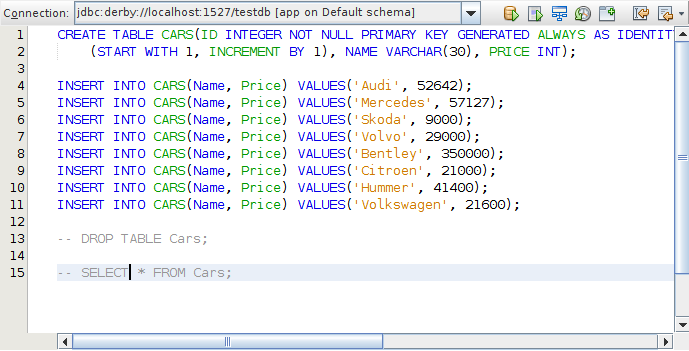 NetBeans Derby tool