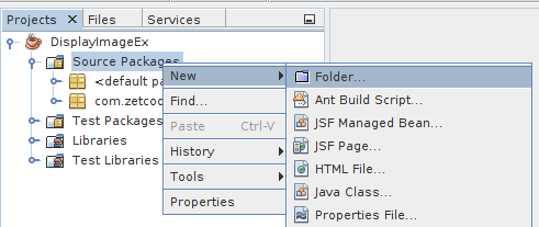 Creating a folder in NetBeans