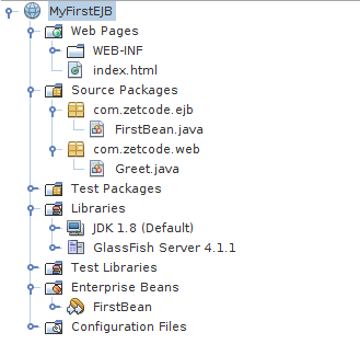 MyFirstEJB project structure