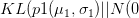 KL(p1(\mu_1,\sigma_1)||N(0,I))=\frac{1}{2}[-\sum_i{log [(\sigma_{1i})}] - d + \sum_i(\sigma_{1i})+\mu_1^T \mu_1]