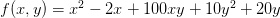 f(x,y)=x^2-2x+100xy+10y^2+20y