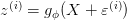 z^{(i)}=g_\phi(X+\varepsilon^{(i)} )