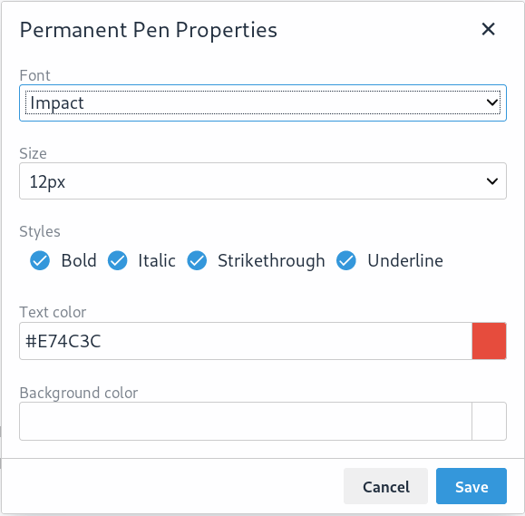 Permanent pen properties